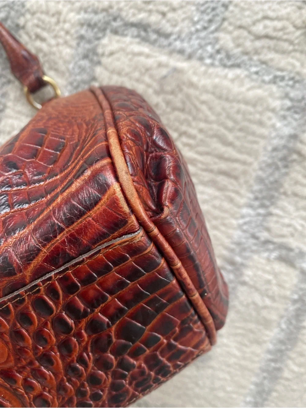 Brahmin Elisa Pecan Croc Embossed Melbourne Leather Handbag with Crossbody Strap - Picture 6 of 11